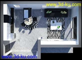 3D打印模型Open Kitchen and Living Room的图片