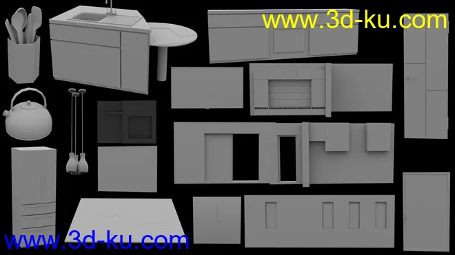Open Kitchen and Living Room模型的图片12