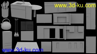 3D打印模型Open Kitchen and Living Room的图片