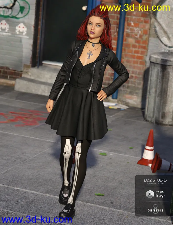 Pastel Goth Outfit Textures模型的图片4