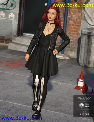 3D打印模型Pastel Goth Outfit Textures的图片