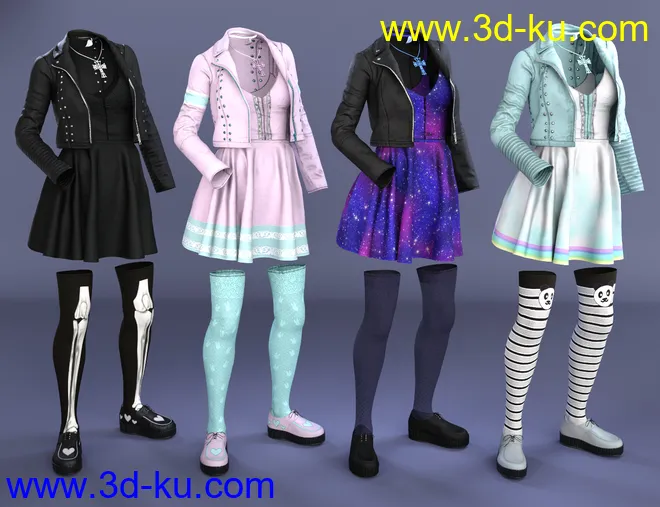 Pastel Goth Outfit Textures模型的图片6