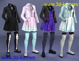 3D打印模型Pastel Goth Outfit Textures的图片