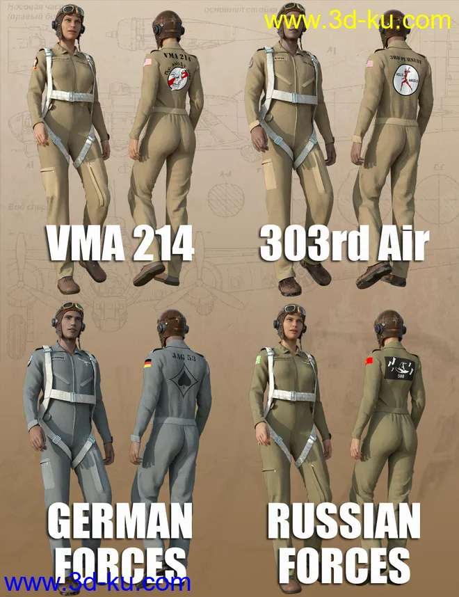 Pilot Uniform Materials of WWII模型的图片3
