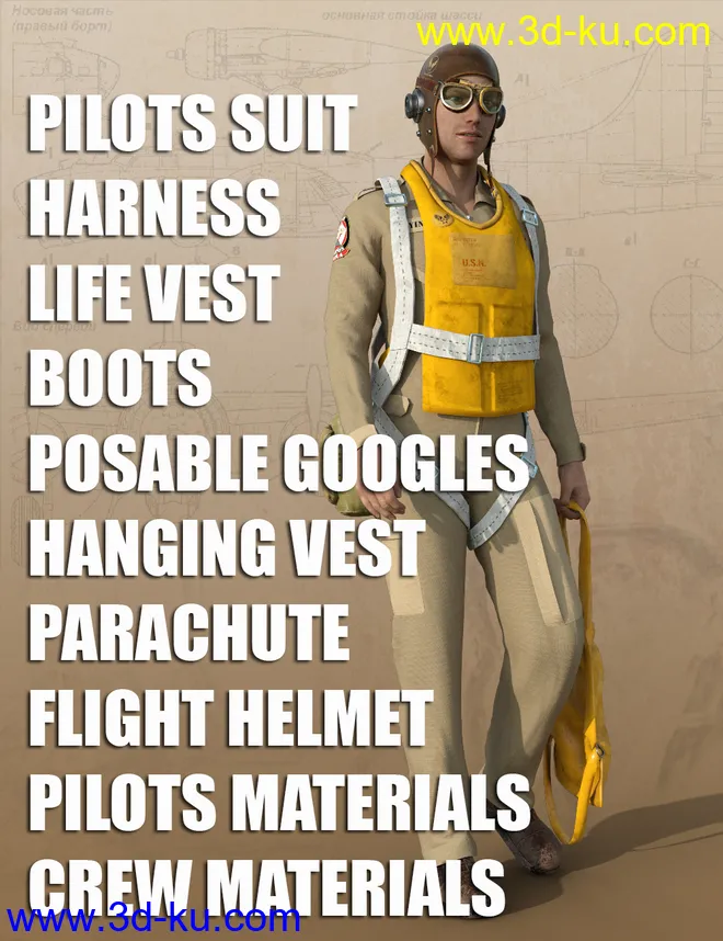 Pilots Uniform of WWII模型的图片7