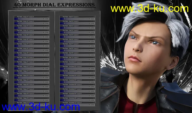 Pop Style - Expressions for Genesis 8 Male and Yuzuru 8模型的图片7