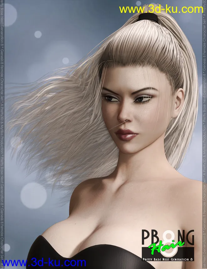 Pretty Base NG 8 Hair for Genesis 8 Female(s)模型的图片3