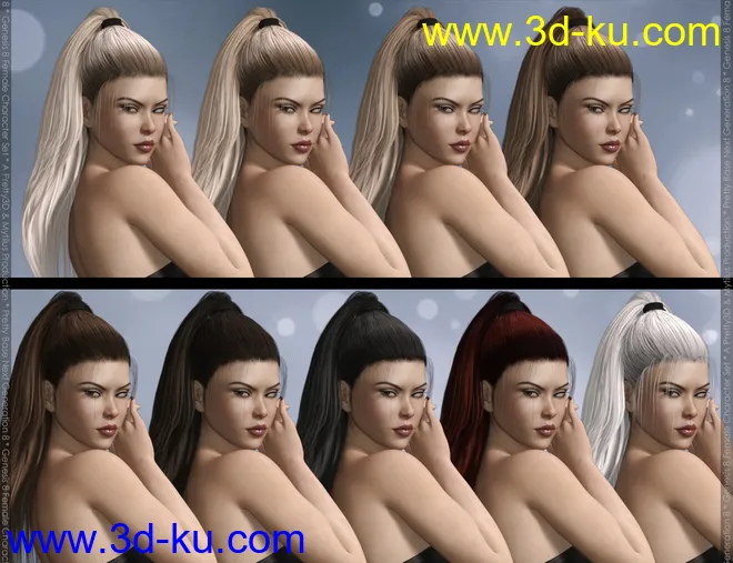 Pretty Base NG 8 Hair for Genesis 8 Female(s)模型的图片8