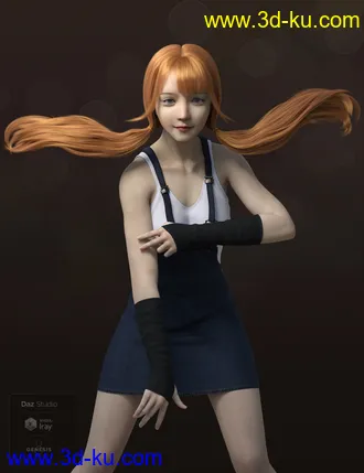 3D打印模型Qiqi Twintail Hair For Genesis 8 Female(s)的图片