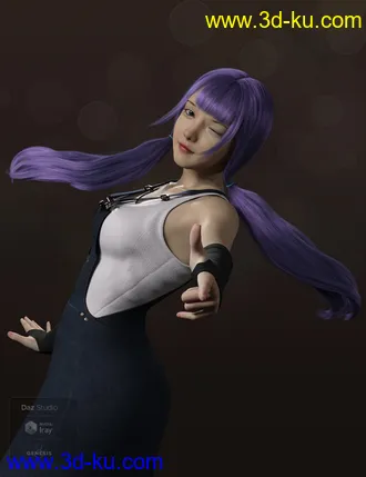 3D打印模型Qiqi Twintail Hair For Genesis 8 Female(s)的图片