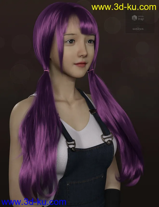 Qiqi Twintail Hair For Genesis 8 Female(s)模型的图片6