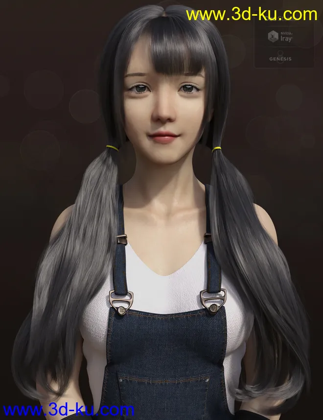 Qiqi Twintail Hair For Genesis 8 Female(s)模型的图片8