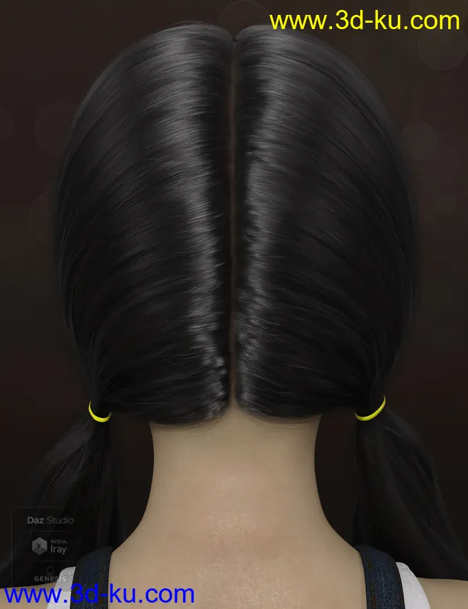 Qiqi Twintail Hair For Genesis 8 Female(s)模型的图片10