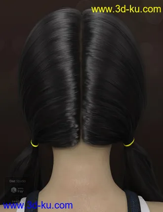 3D打印模型Qiqi Twintail Hair For Genesis 8 Female(s)的图片