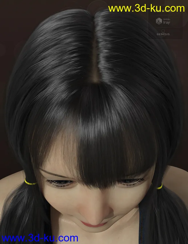 Qiqi Twintail Hair For Genesis 8 Female(s)模型的图片11