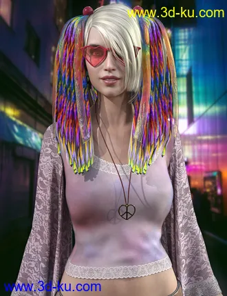 3D打印模型Raver Hair for Genesis 8 Females的图片