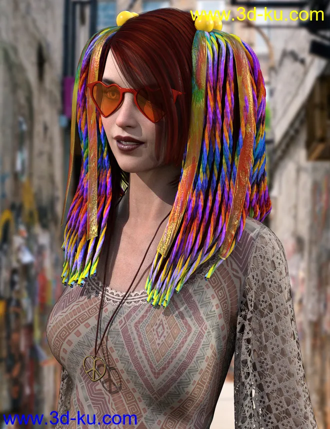Raver Hair for Genesis 8 Females模型的图片2