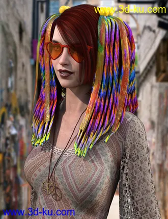3D打印模型Raver Hair for Genesis 8 Females的图片
