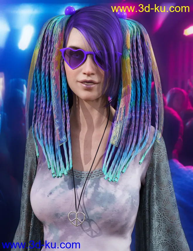 Raver Hair for Genesis 8 Females模型的图片3