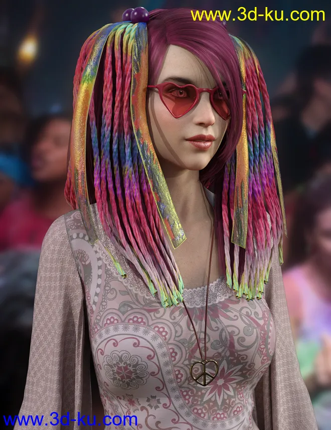 Raver Hair for Genesis 8 Females模型的图片4