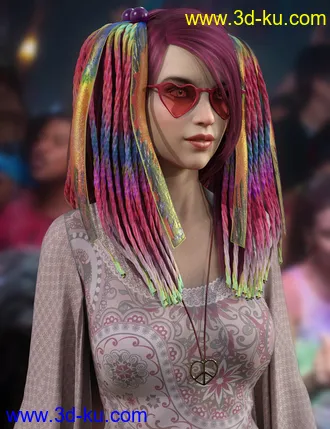 3D打印模型Raver Hair for Genesis 8 Females的图片