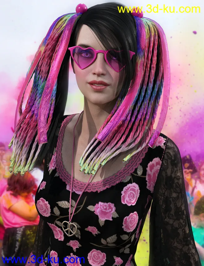 Raver Hair for Genesis 8 Females模型的图片5