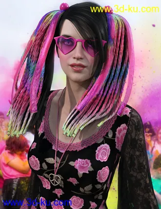 3D打印模型Raver Hair for Genesis 8 Females的图片