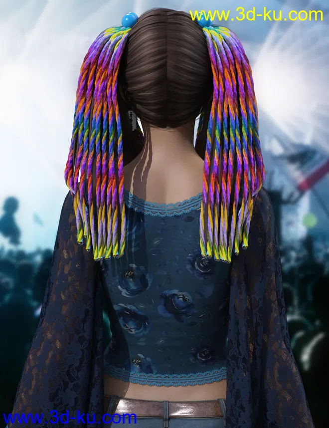 Raver Hair for Genesis 8 Females模型的图片6