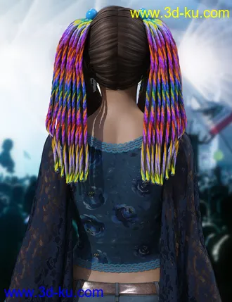3D打印模型Raver Hair for Genesis 8 Females的图片