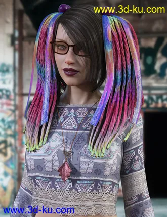 3D打印模型Raver Hair for Genesis 8 Females的图片