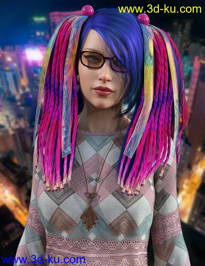 Raver Hair for Genesis 8 Females模型的图片9