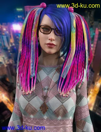 3D打印模型Raver Hair for Genesis 8 Females的图片