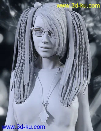 3D打印模型Raver Hair for Genesis 8 Females的图片