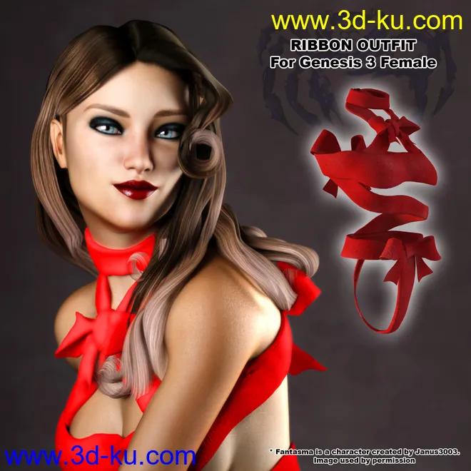 Ribbon Outfit for Genesis 3 Female模型的图片1