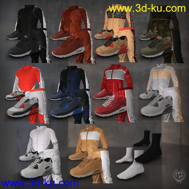 S.de.Sweat Pack For Genesis 8 Males模型的图片6