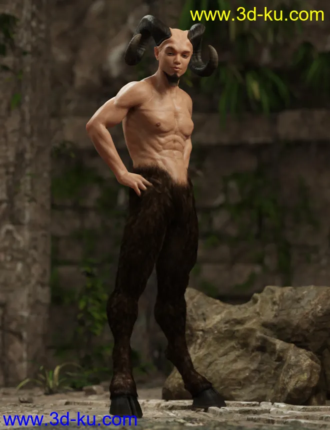 Satyr with dForce Hair for Genesis 8 Male模型的图片2