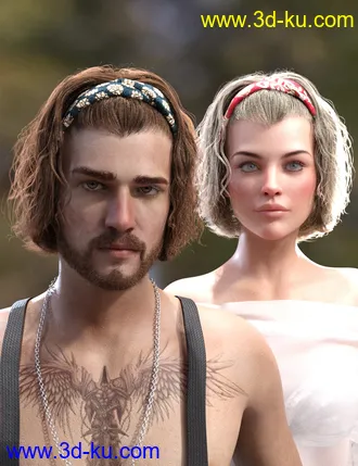 3D打印模型Sayrion Headband Hair Set for Genesis 8 Male(s) and Female(s)的图片