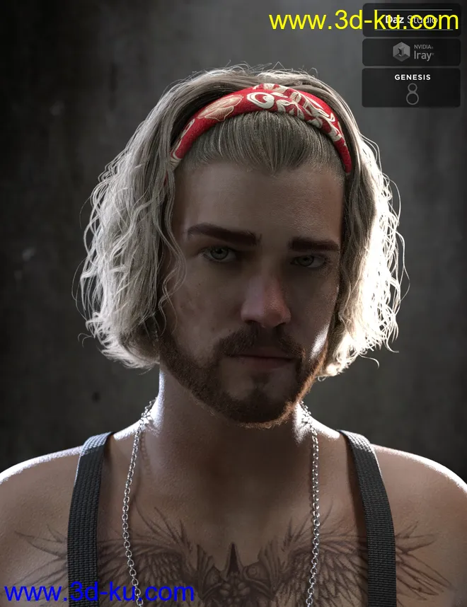 Sayrion Headband Hair Set for Genesis 8 Male(s) and Female(s)模型的图片2