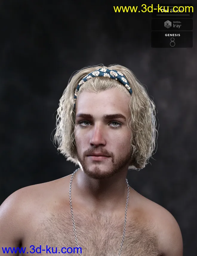 Sayrion Headband Hair Set for Genesis 8 Male(s) and Female(s)模型的图片3