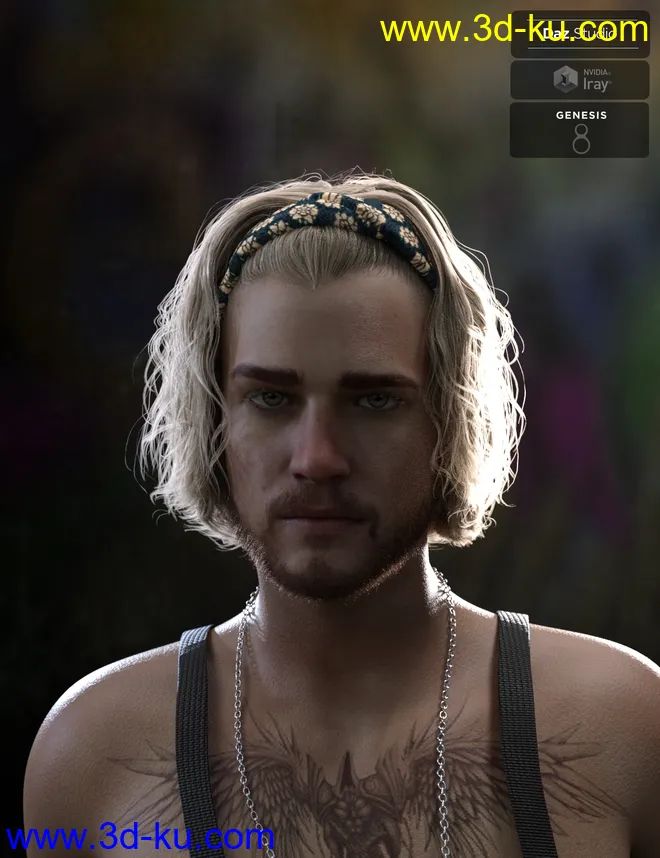 Sayrion Headband Hair Set for Genesis 8 Male(s) and Female(s)模型的图片4