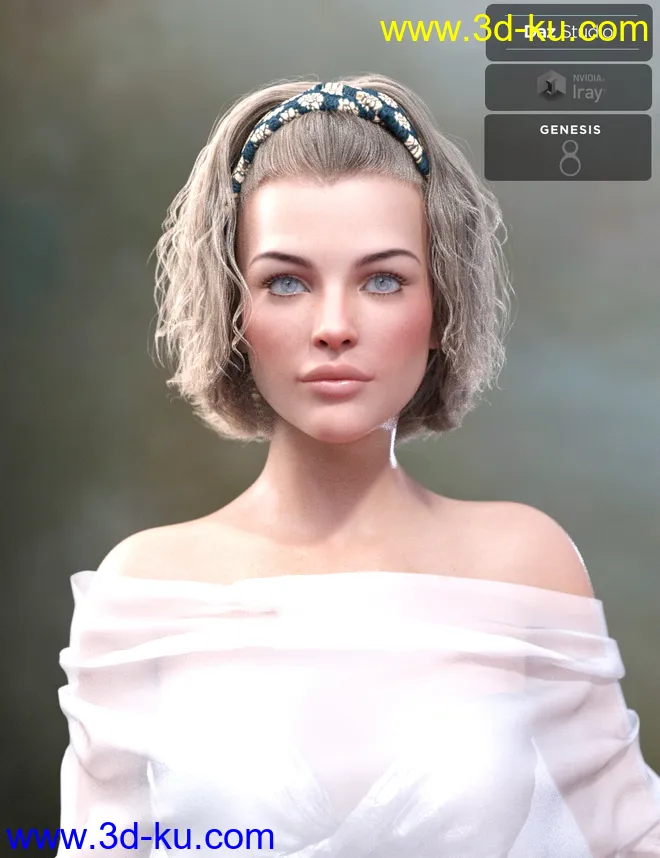Sayrion Headband Hair Set for Genesis 8 Male(s) and Female(s)模型的图片5