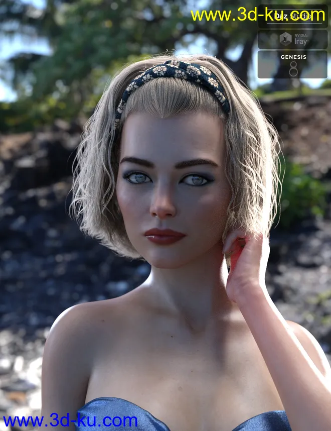 Sayrion Headband Hair Set for Genesis 8 Male(s) and Female(s)模型的图片6