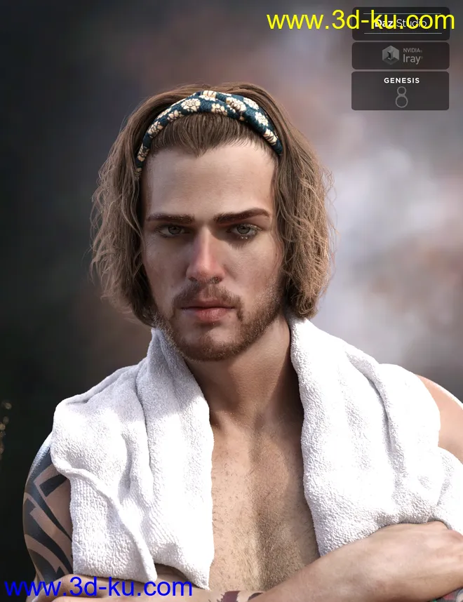 Sayrion Headband Hair Set for Genesis 8 Male(s) and Female(s)模型的图片7