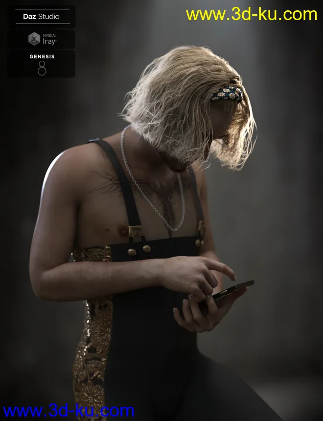 Sayrion Headband Hair Set for Genesis 8 Male(s) and Female(s)模型的图片8