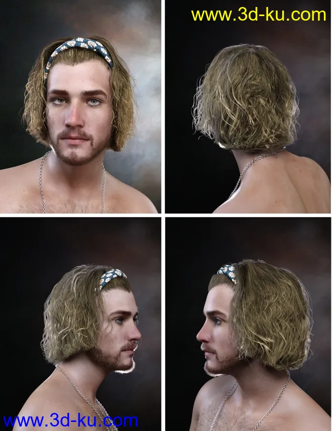 Sayrion Headband Hair Set for Genesis 8 Male(s) and Female(s)模型的图片10