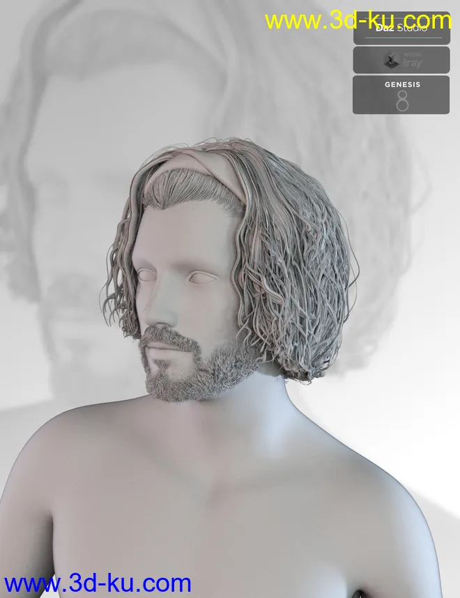 Sayrion Headband Hair Set for Genesis 8 Male(s) and Female(s)模型的图片12