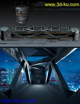 3D打印模型Sci-Fi Wall的图片