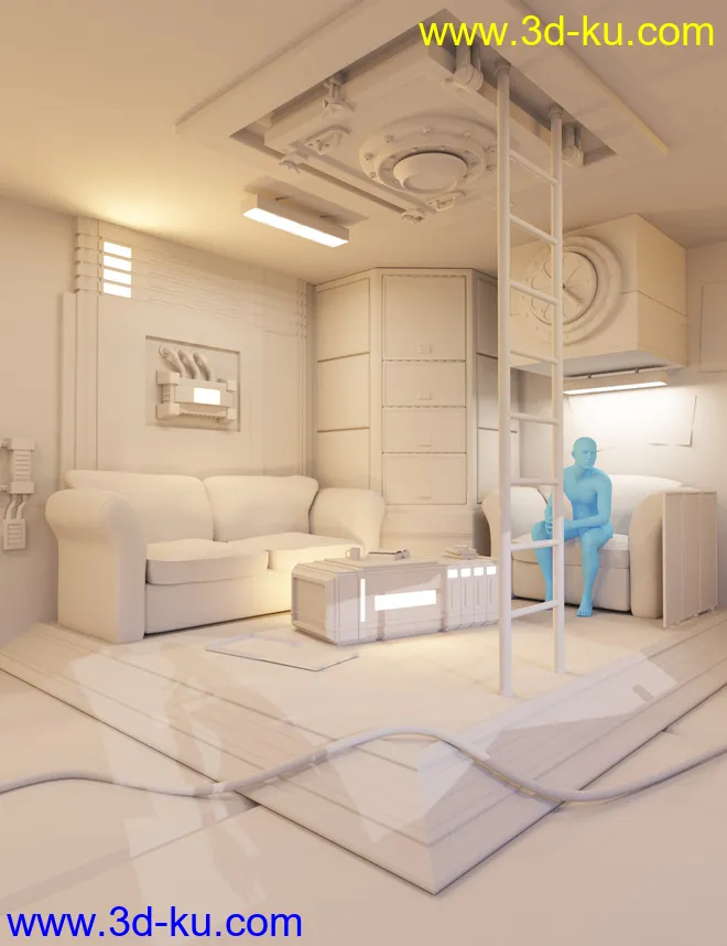 SciFi Living Room模型的图片2