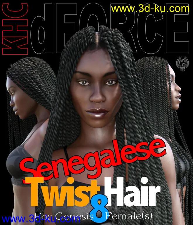 Senegalese Twist Hair For Genesis 8 Females模型的图片1