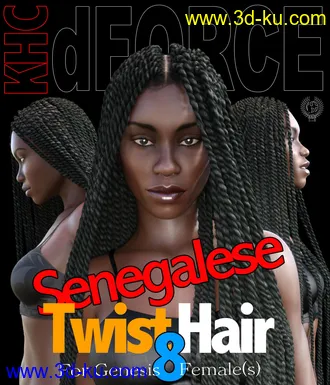 3D打印模型Senegalese Twist Hair For Genesis 8 Females的图片